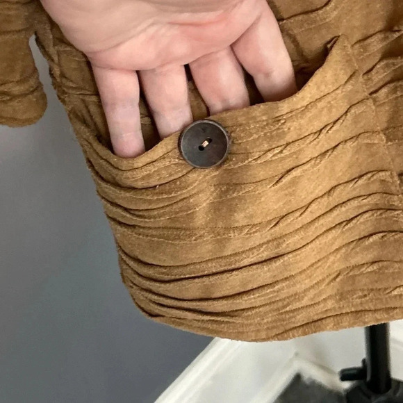 Women’s 1X  Top Lagenlook Pockets Minimalist 3/4 Sleeve Textured‎ Artsy Boxy - Picture 3 of 13